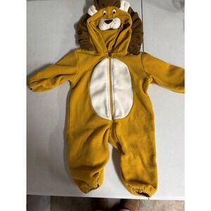 Cuddle Club Baby Lion Fleece Romper Hooded Costume Jumpsuit Yellow 0-3 Months